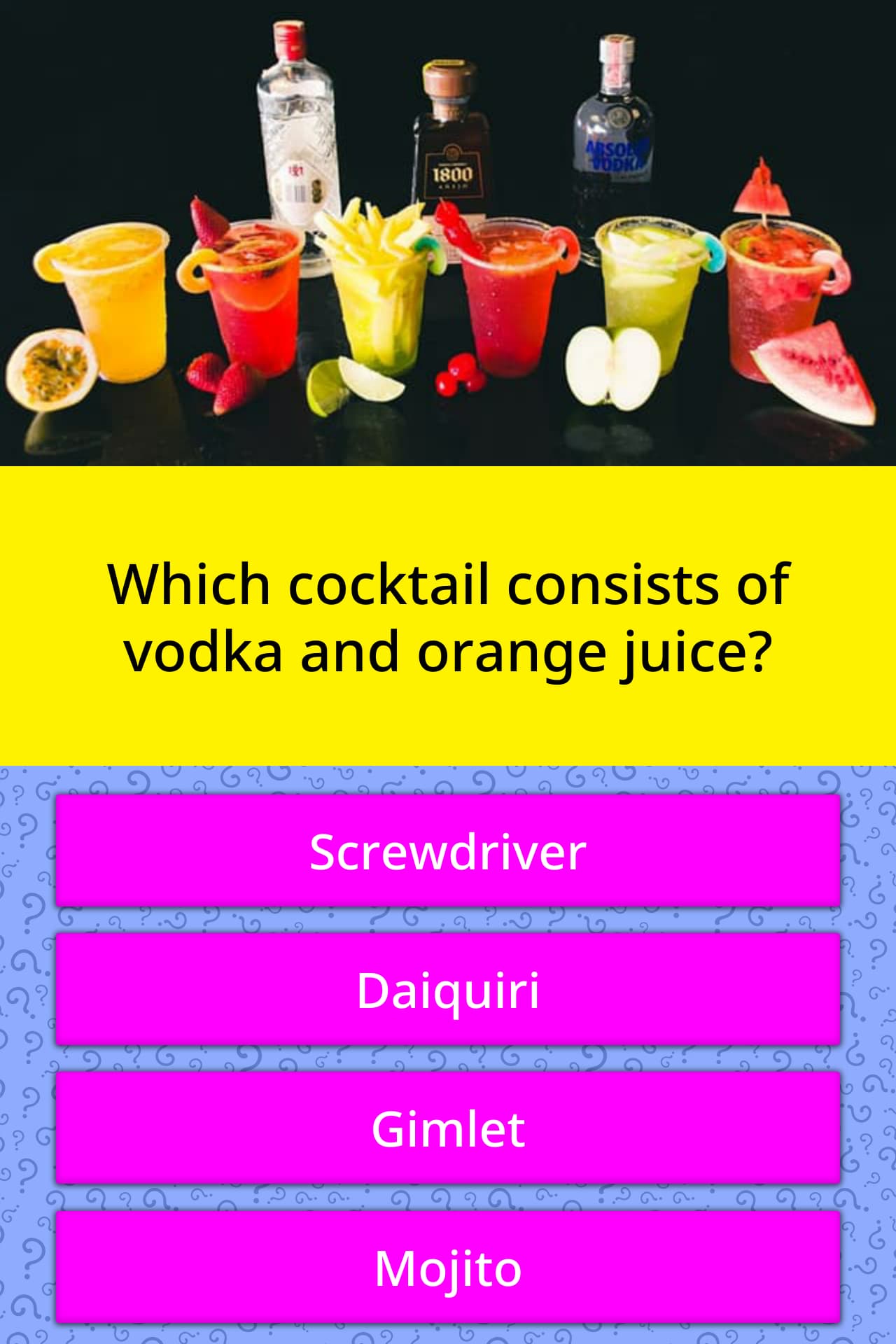 Which cocktail consists of vodka and... Trivia Answers