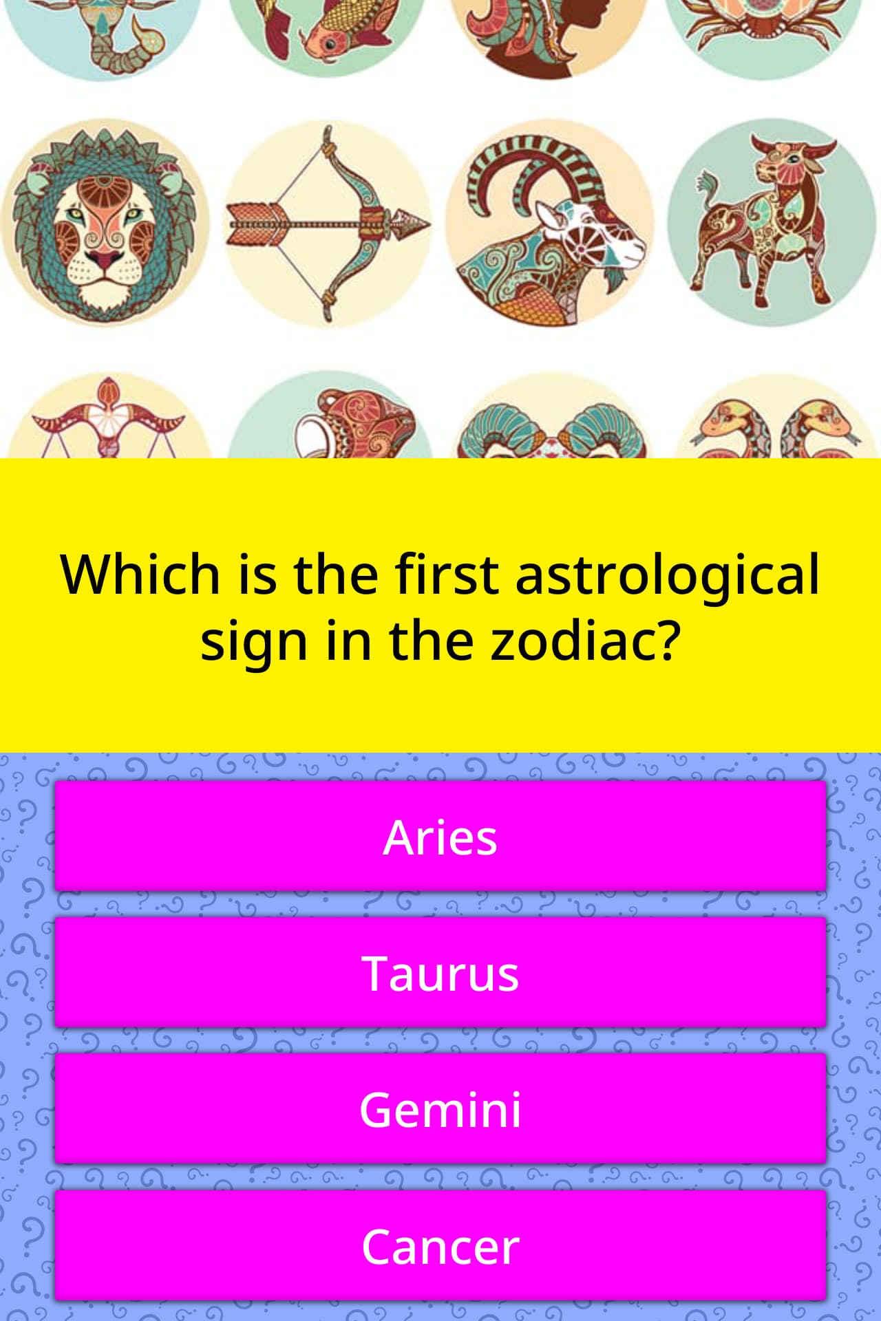 Quel a été le premier signe du zodiaque?