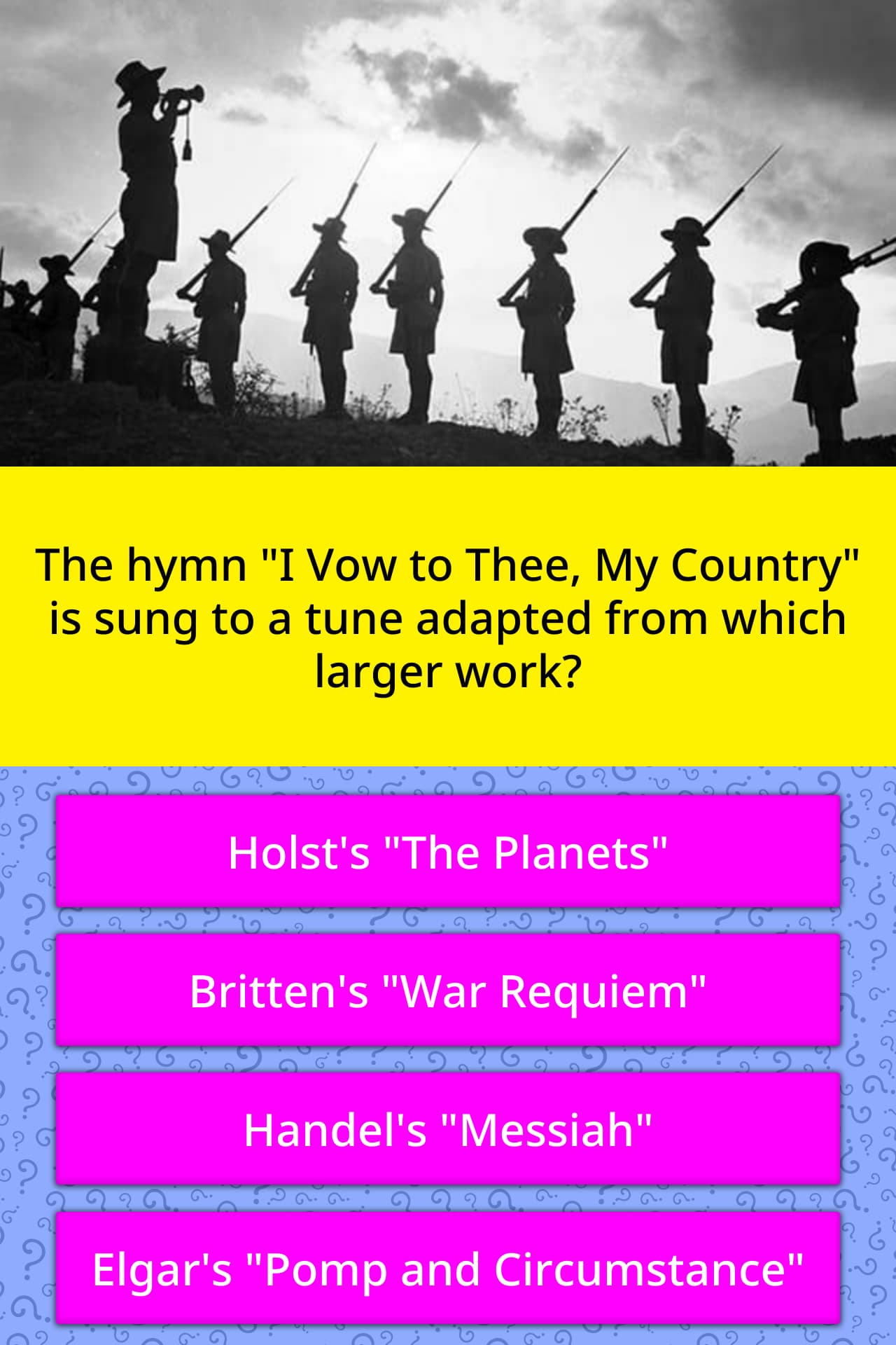 The Hymn I Vow To Thee My Country Trivia Answers Quizzclub