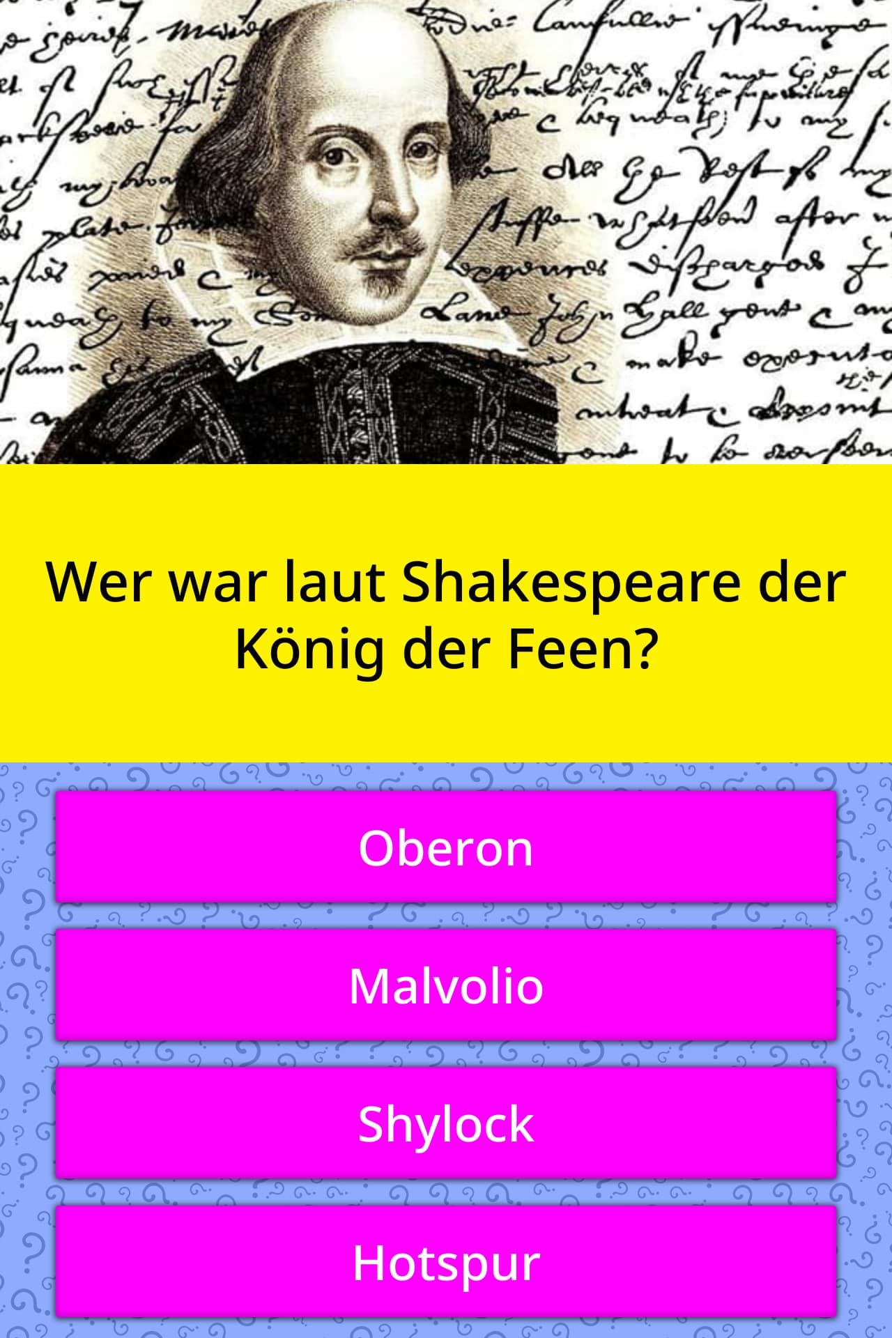 Wer war laut Shakespeare der König... QuizAntworten Wer war laut Shakespeare der König... QuizAntworten