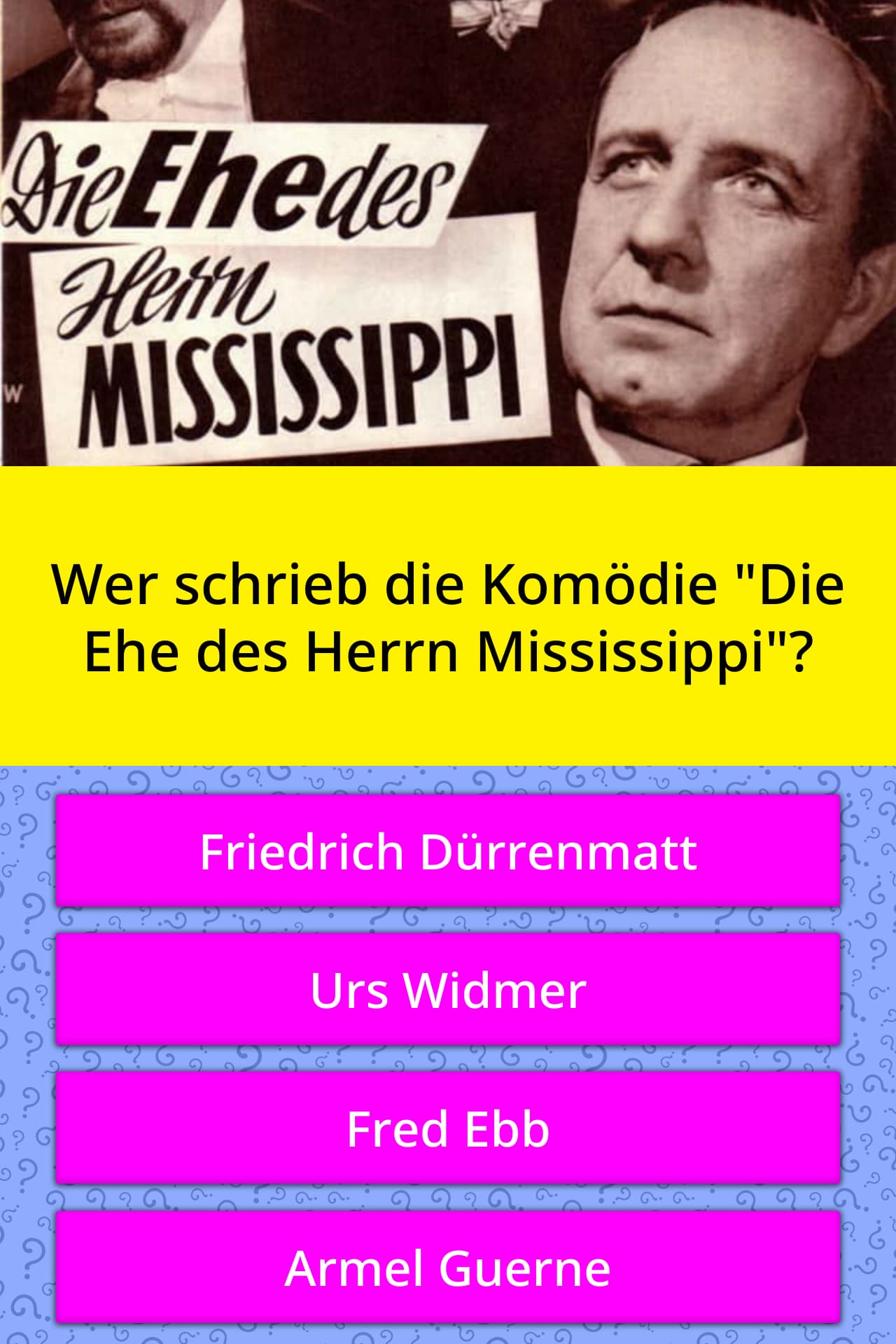 Wer schrieb die Komödie "Die Ehe des... | Quizfragen | QuizzClub