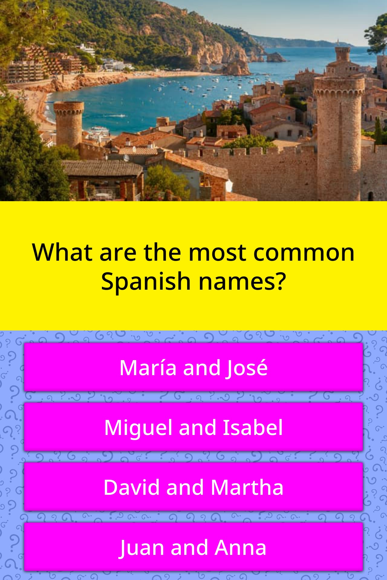 What Are The Most Common Spanish Names Trivia Questions QuizzClub