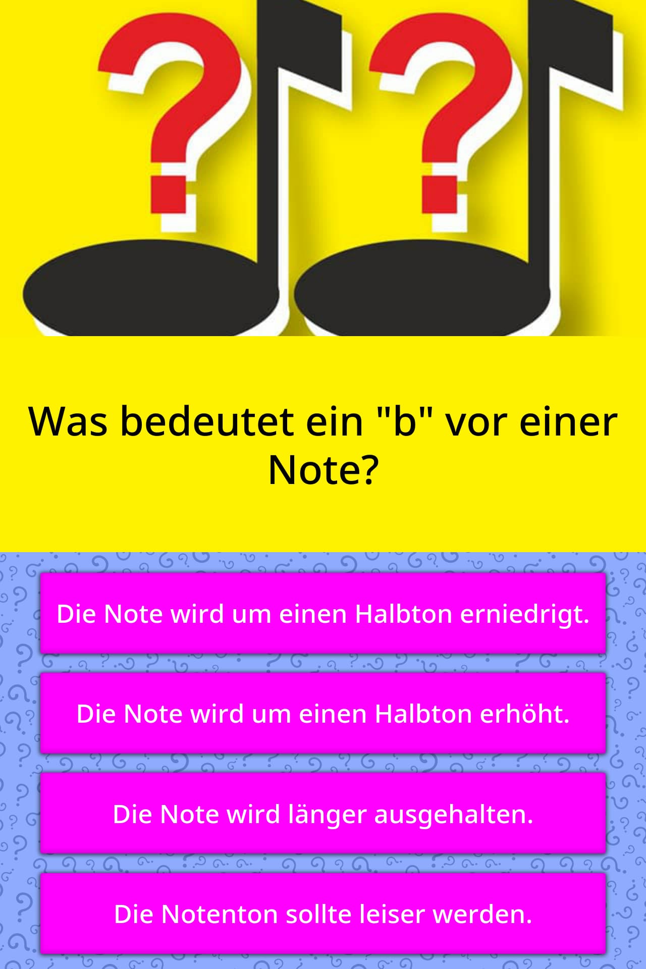 Was bedeutet ein "b" vor einer Note? | Quizfragen | QuizzClub
