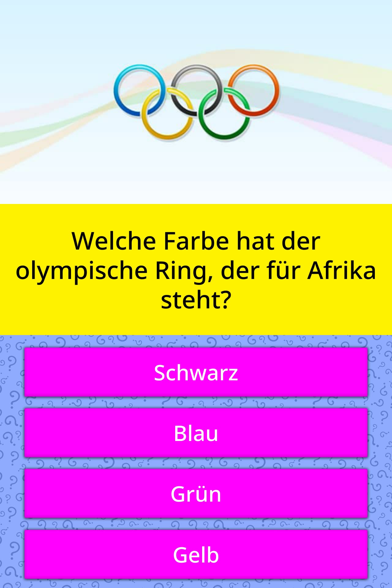Welche Farbe hat der olympische... | Quizfragen | QuizzClub