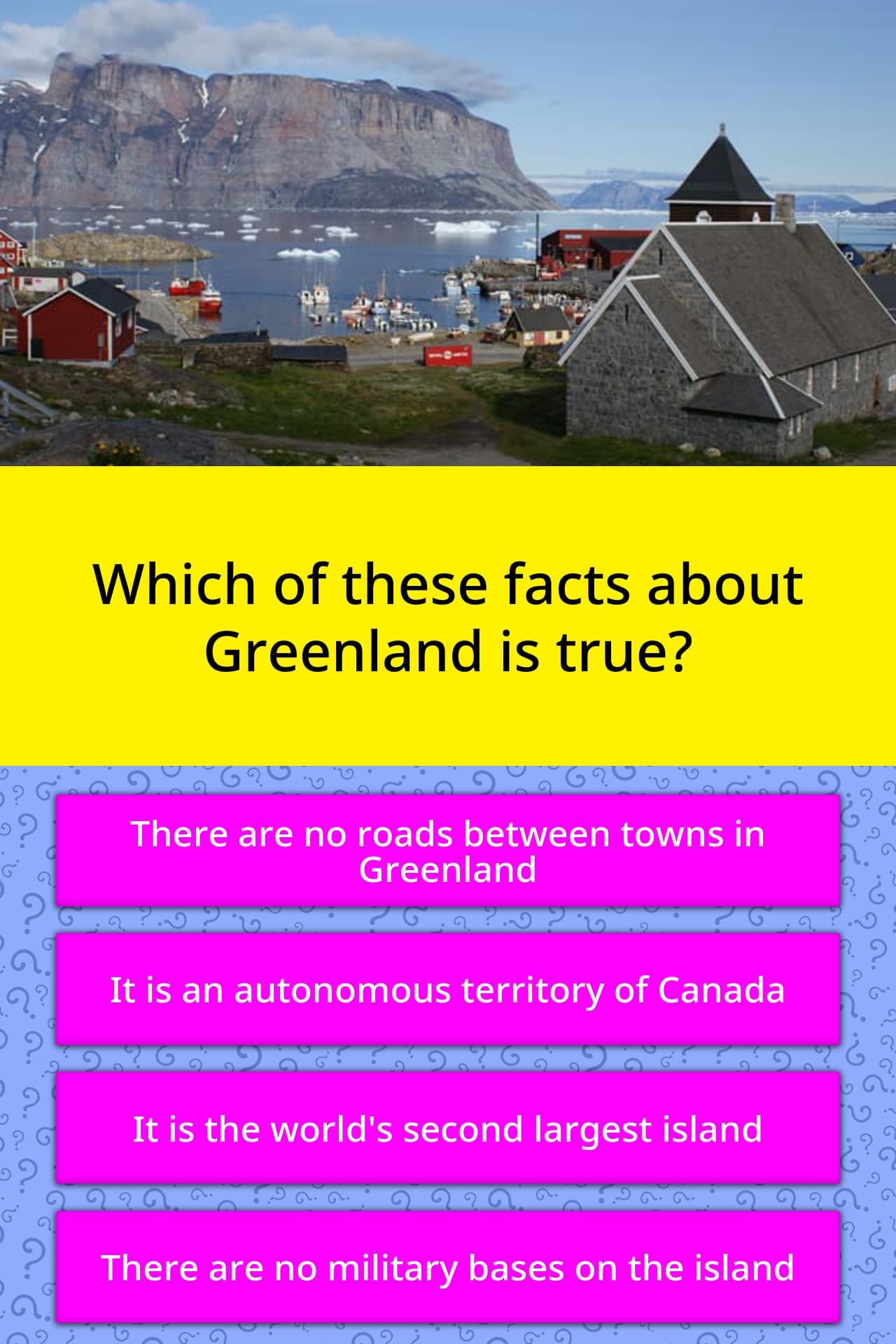 Which of these facts about Greenland... Trivia Questions