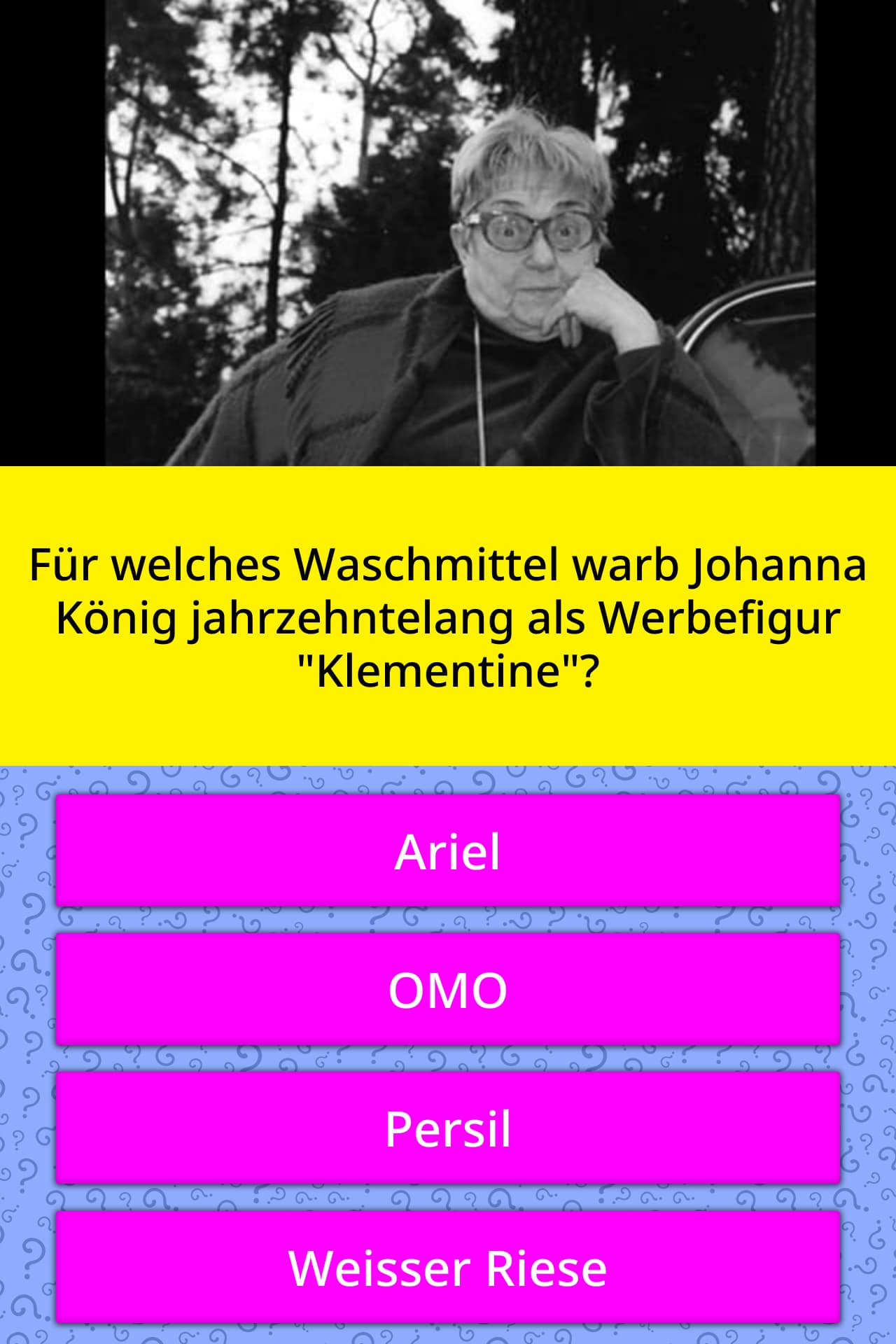 Fur Welches Waschmittel Warb Johanna Quiz Antworten Quizzclub