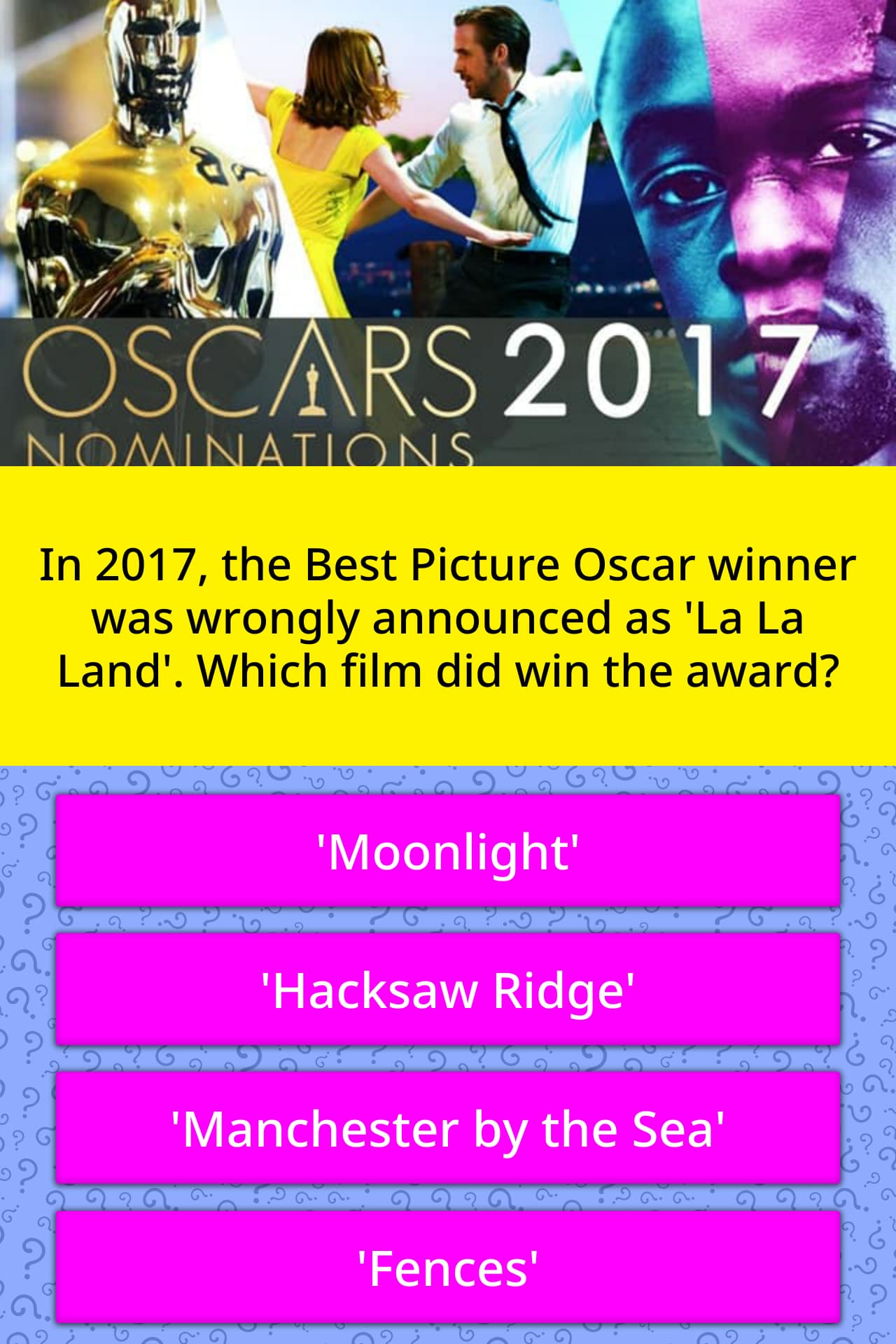 Which Film Won The Oscar For Best Picture In 2017 / Oscar Pop! The 2017 Best Picture Nominees as Pop Art ... : By kwame opam @kwameopam feb 27, 2017, 12:15am est despite some, shall we say, hilarious reading difficulties, moonlight has won the oscar for best picture.