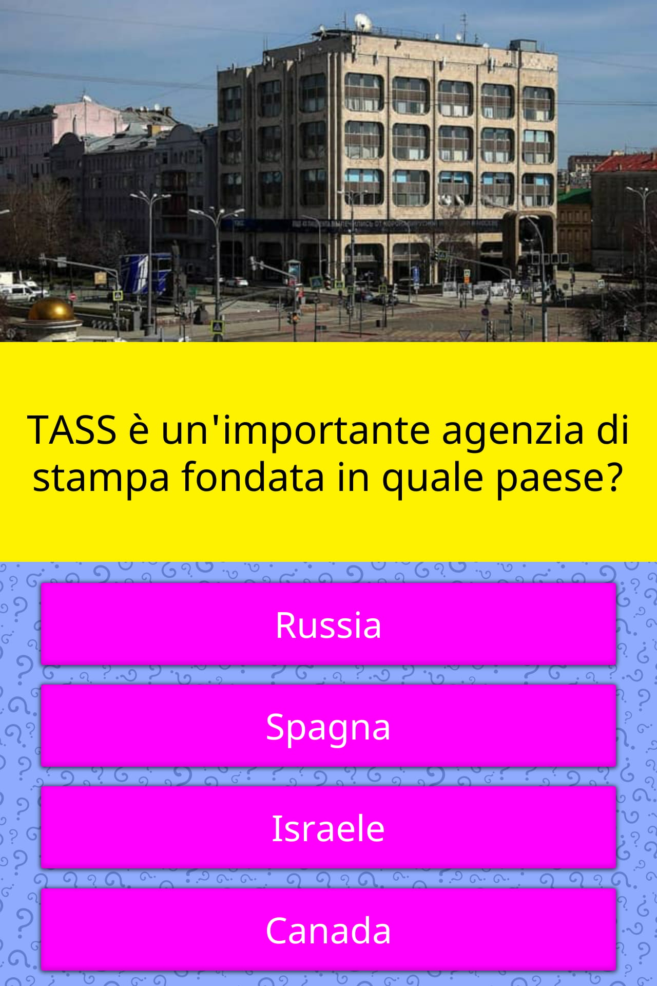 TASS is a major news agency founded... Trivia Answers