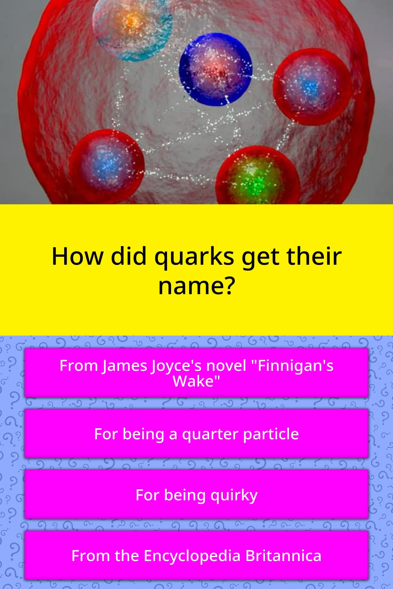 How did quarks get their name? | Trivia Questions | QuizzClub