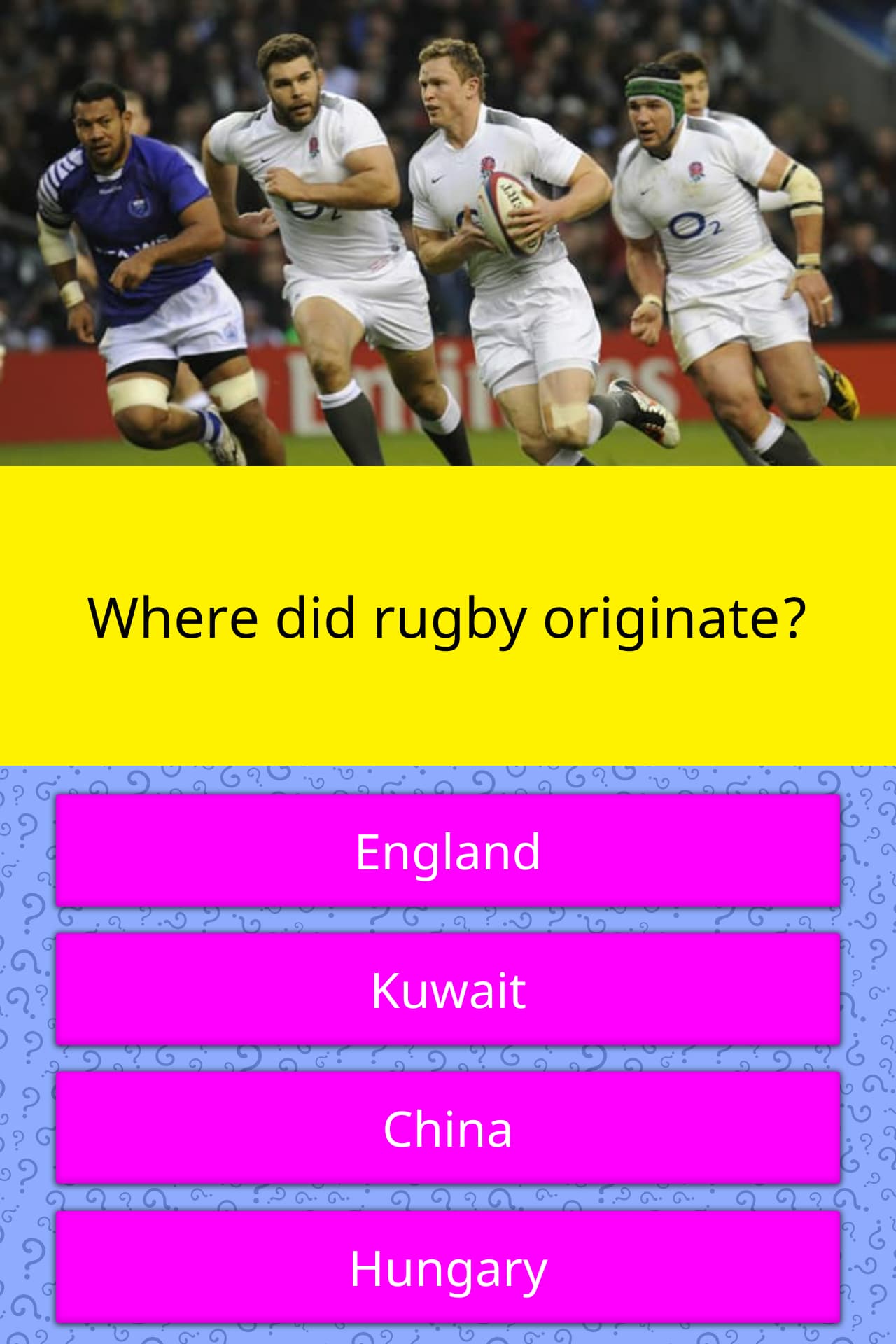Where did rugby originate? Trivia Questions