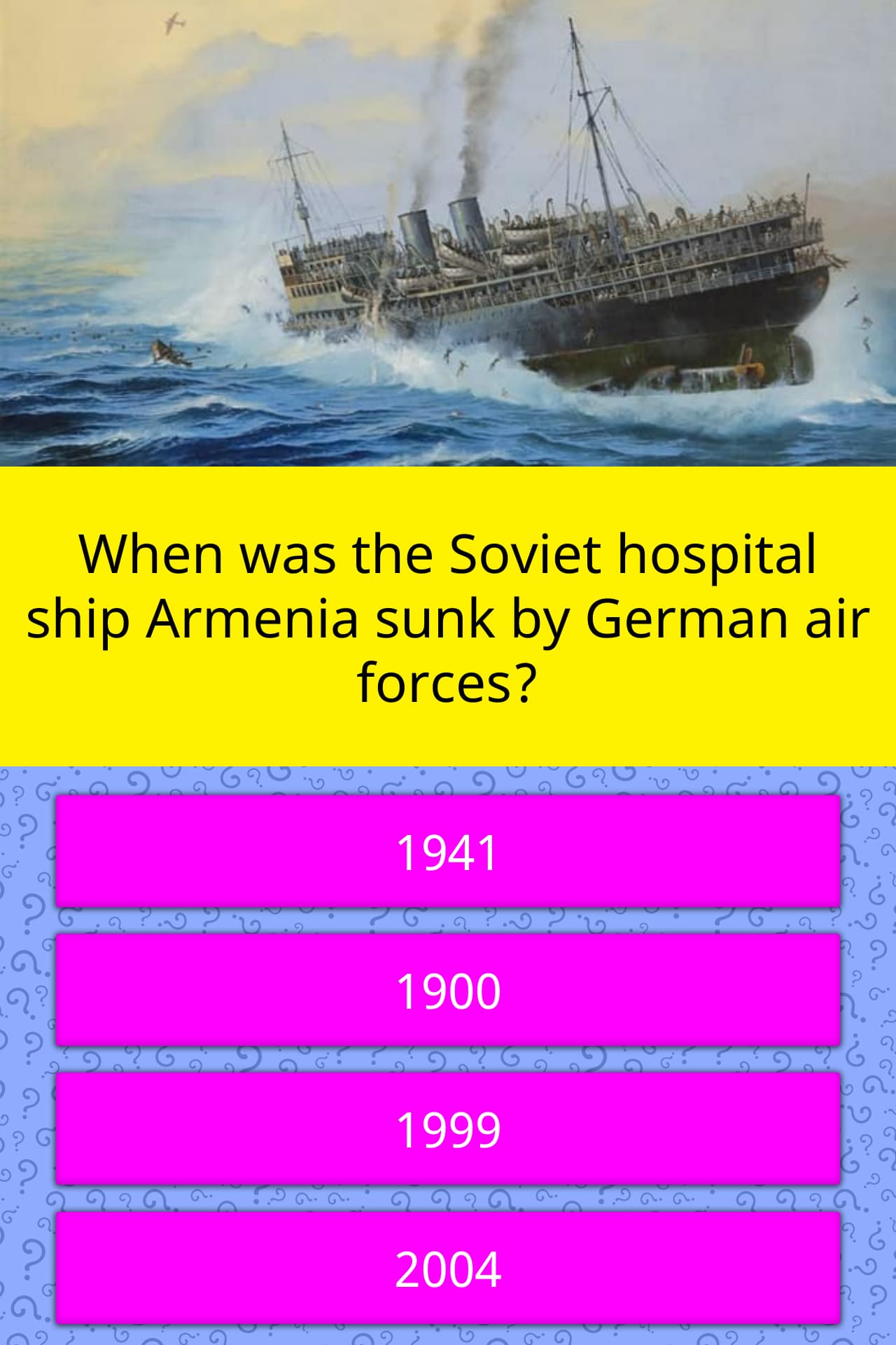 When was the Soviet hospital ship... | Trivia Questions ...