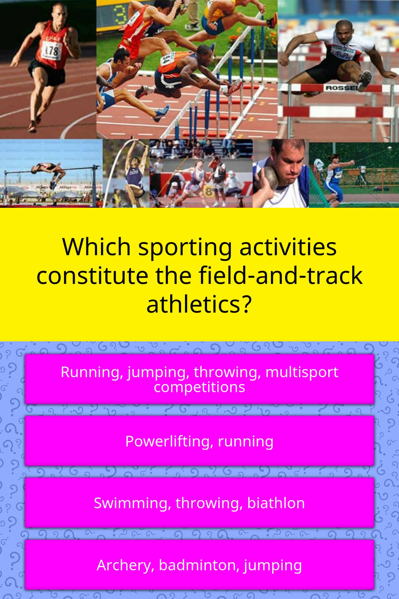 Which sporting activities constitute... Trivia Answers