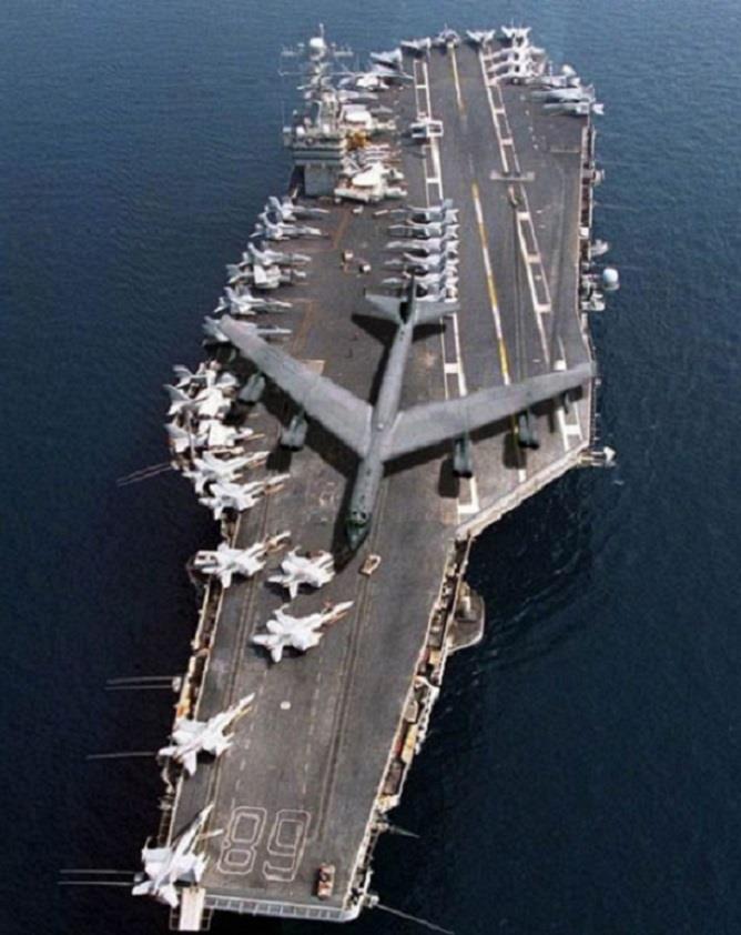 Is the US Navy transporting an Air Force B 52 on its ship? Is the US Navy transporting an Air Force B 52 on its ship?