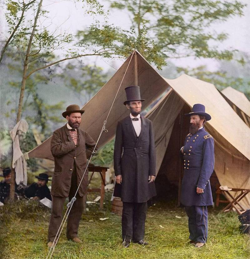 Who are the men in the picture shown below with President Abraham Lincoln? Who are the men in the picture shown below with President Abraham Lincoln?