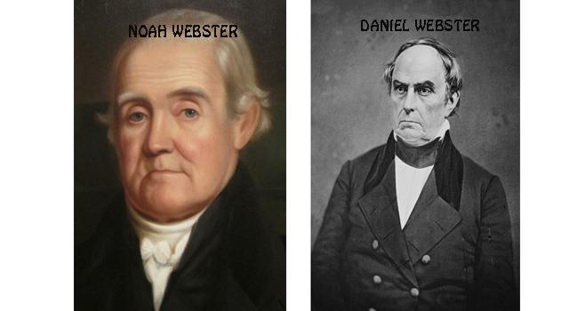How are Noah Webster (1758-1843) and Daniel Webster (1782-1852) related?
