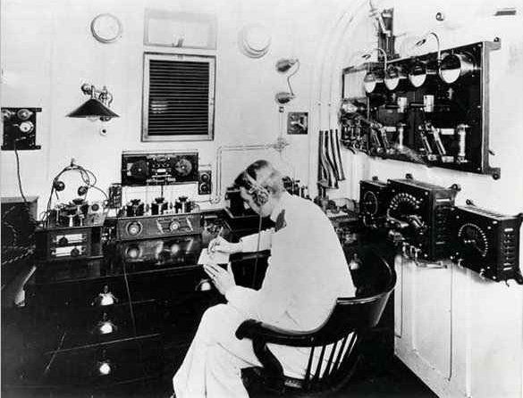 Which ship transmitted the first radio distress signal?