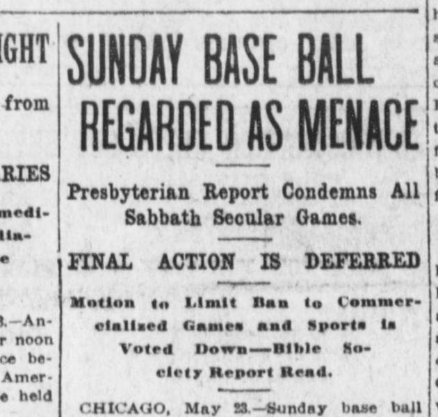 History Trivia Question: When did it become legal to play professional sports games on Sundays in New York? History Trivia Question: When did it become legal to play professional sports games on Sundays in New York?