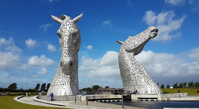 Culture Trivia Question: Where can one find the two 100 ft high stainless steel horse-head sculptures shown below? Culture Trivia Question: Where can one find the two 100 ft high stainless steel horse-head sculptures shown below?