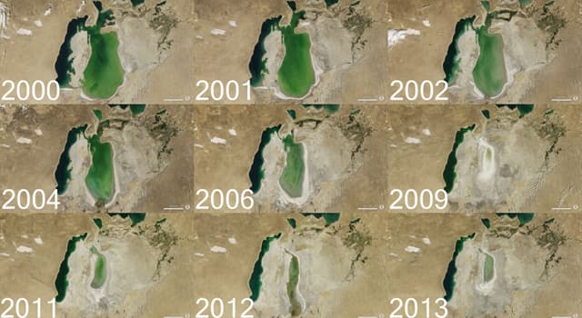 Geography Trivia Question: Which inland sea between Kazakhstan and Uzbekistan is fast disappearing because the rivers that feed it have been diverted and dammed? Geography Trivia Question: Which inland sea between Kazakhstan and Uzbekistan is fast disappearing because the rivers that feed it have been diverted and dammed?